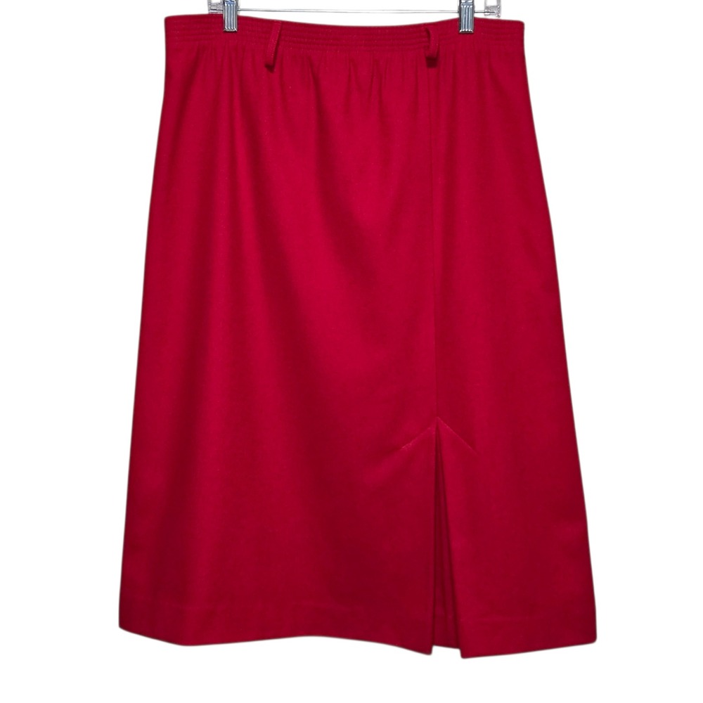 Cricket Lane Red Wool Midi Skirt Vintage 14 Classic Office Winter Retro Career